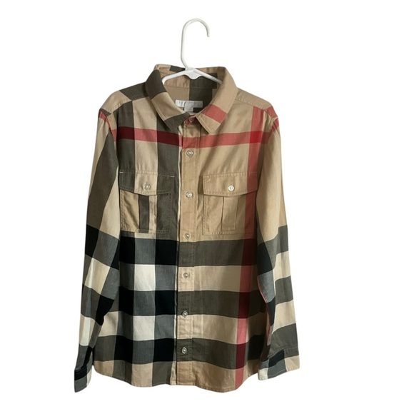 Burberry Boy’s Nova Check Long Sleeve Converts to 3/4 Sleeve Button-Up Shirt - Picture 1 of 16